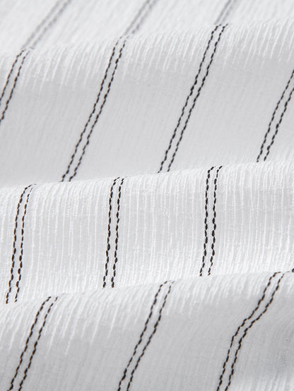 Gestreept overhemd met textuur en knoopsluiting