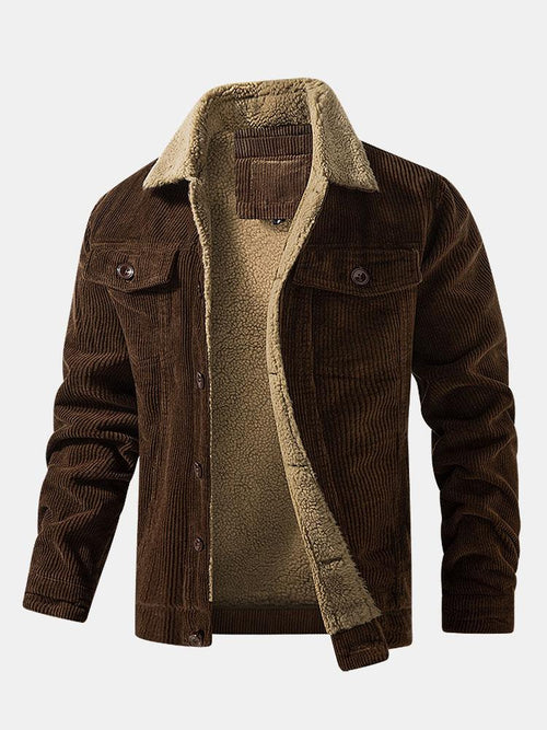 Katoenen corduroy jas met teddyfleece voering