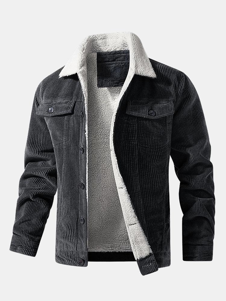 Katoenen corduroy jas met teddyfleece voering