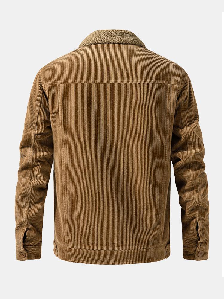 Katoenen corduroy jas met teddyfleece voering