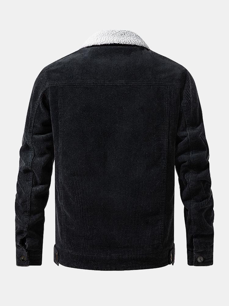 Katoenen corduroy jas met teddyfleece voering