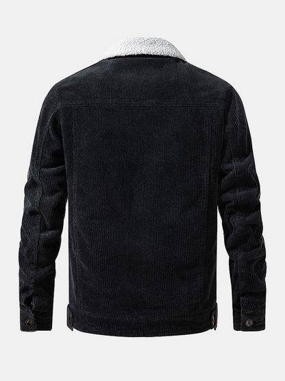 Katoenen corduroy jas met teddyfleece voering