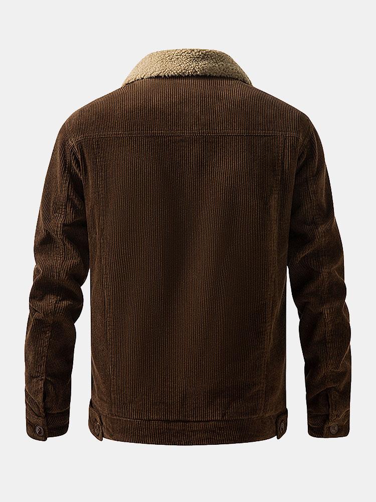 Katoenen corduroy jas met teddyfleece voering