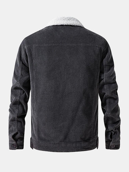 Katoenen corduroy jas met teddyfleece voering