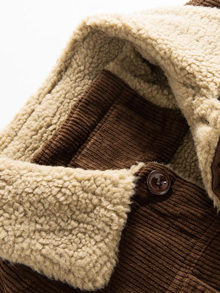Katoenen corduroy jas met teddyfleece voering