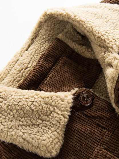 Katoenen corduroy jas met teddyfleece voering