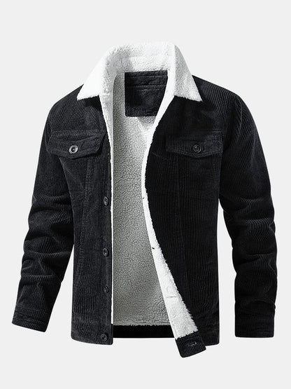 Katoenen corduroy jas met teddyfleece voering