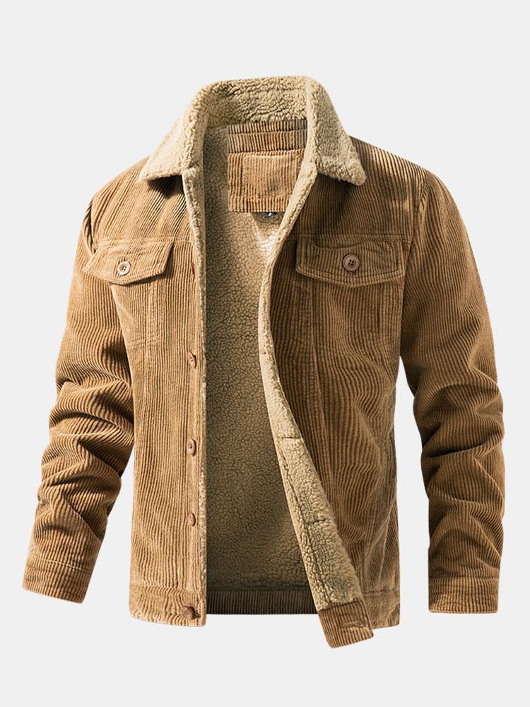 Katoenen corduroy jas met teddyfleece voering